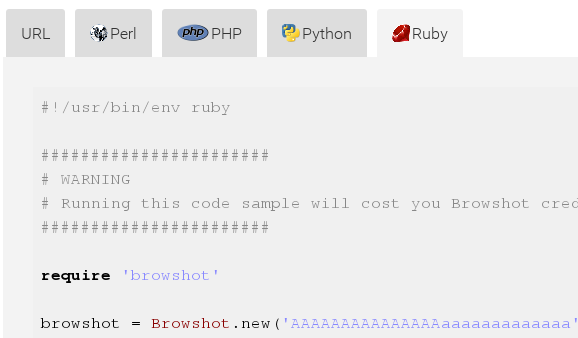 Download and run code samples for Ruby