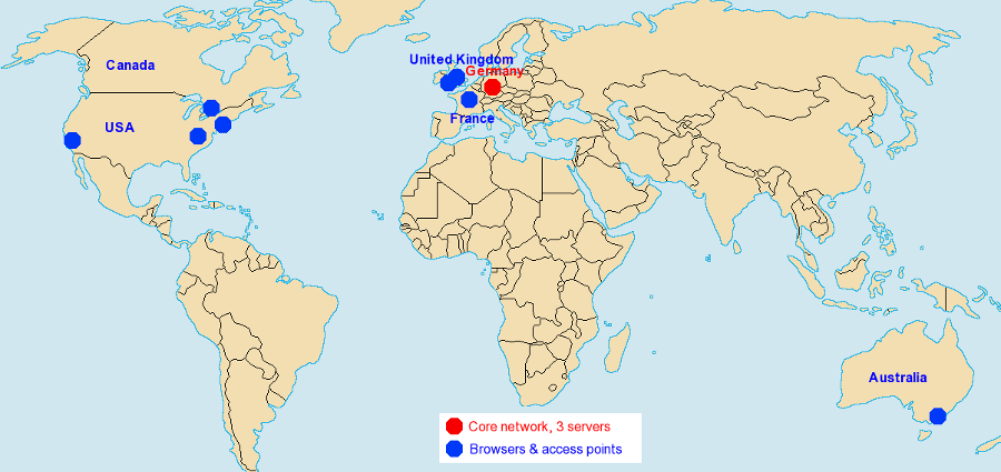 Map of Browshot servers